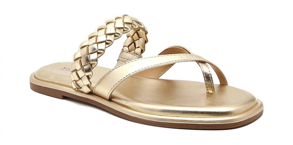 NEW MICHAEL KORS women's alba thong slide in pale gold